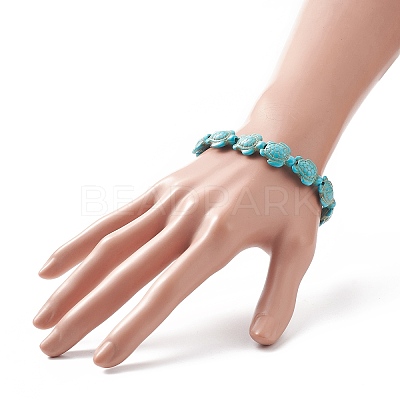 Dyed Synthetic Sea Turtle Beaded Stretch Bracelets for Women BJEW-JB09934-01-1