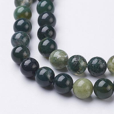 Natural Moss Agate Beads Strands X-GSR001-1