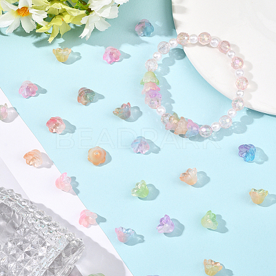 200Pcs Transparent Glass Beads Caps GLAA-PA0001-21-1