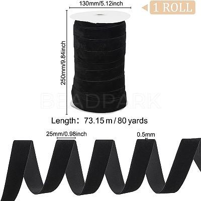 80 Yards Single Face Velvet Ribbon OCOR-WH0078-79C-1
