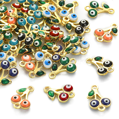 50Pcs Brass Enamel Connector Charms KK-CJ0001-83-1