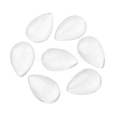 Transparent Teardrop Glass Cabochons GGLA-R024-30x20-1