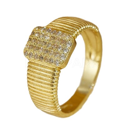 Brass Micro Pave Clear Cubic Zirconia Finger Rings FS-WGEE21A-04-1