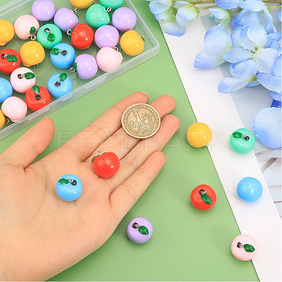36Pcs 6 Colors Opaque Resin Pendants RESI-CA0001-72-1