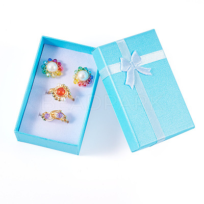 Rectangle Paper Jewelry Storage Gift Boxes with Bowknot CON-TAC0014-09B-1