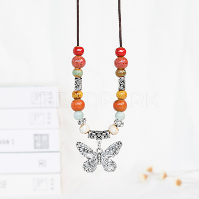Alloy Pendant Waxed Cord Necklaces FS-WGBC2DA-08-1