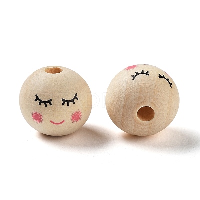 Printed Wood Beads WOOD-M010-01B-1