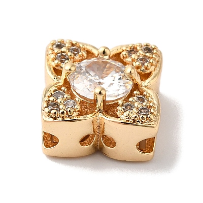 Brass Micro Pave Clear Cubic Zirconia Beads LS-KK-G503-12G-1