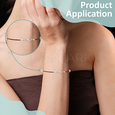 8Pcs Rhodium Plated Sterling Silver Cord Ends FIND-BC0014-09A-1