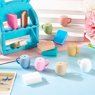 14Pcs 14 Styles Book Shape Silicone Beads SIL-TA0002-71-1