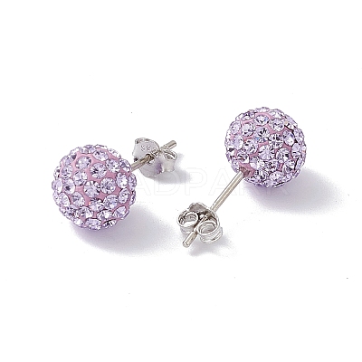 Gifts for Her Valentines Day 925 Sterling Silver Austrian Crystal Rhinestone Ball Stud Earrings for Girl Q286H191-1