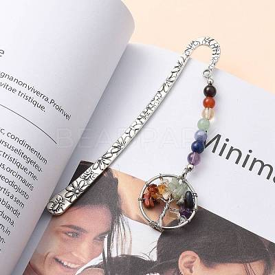 Tibetan Style Carved Alloy Bookmark AJEW-JK00161-01-1