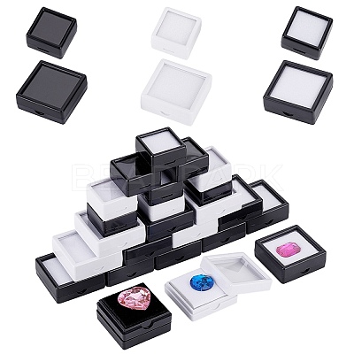 30Pcs 6 Styles Square ABS Plastic & Acrylic Loose Diamond Storage Boxes CON-WR0001-09-1