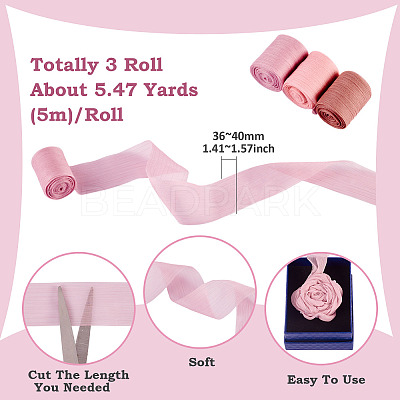 3 Rolls 3 Colors Wrinkle Polyester Ribbon OCOR-TA0002-98B-1