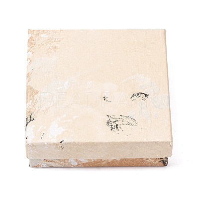 Floral Oil Painting Print Square Cardboard Jewelry Boxes CBOX-A010-01B-07-1