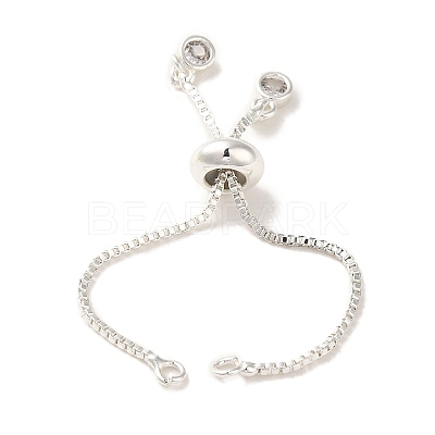 Rack Plating Adjustable Brass Box Chain Slider Bracelet Making LS-KK-M285-03S-1