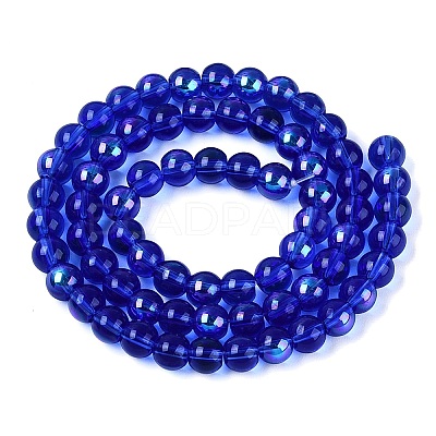 Transparent Electroplate Glass Beads Strands EGLA-Q132-6MM-01A-08-1