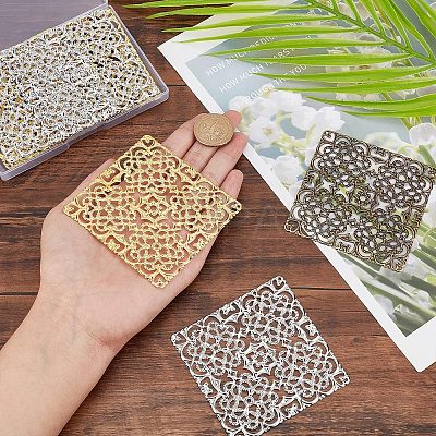 12Pcs 3 Colors Alloy Filigree Joiners Findings FIND-CA0004-94-1