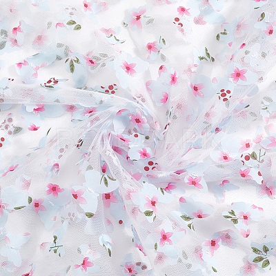 Gradient 3D Butterfly Polyester Gauze Fabric AJEW-WH20006-148A-1