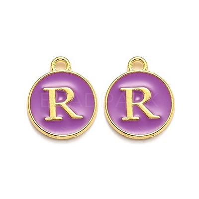 Golden Plated Alloy Enamel Charms ENAM-Q437-12R-1