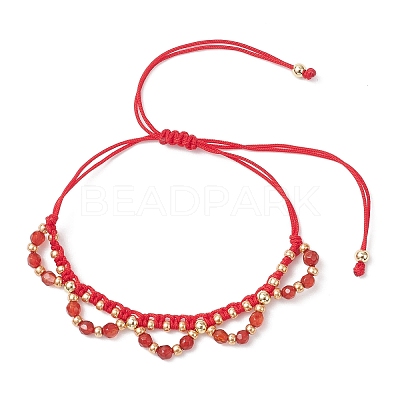 Flower Glass Seed Beads & Natural Agate Beaded Bracelets BJEW-MZ00222-05-1