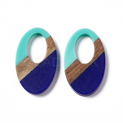 Opaque Resin & Walnut Wood Pendants RESI-M027-02A-1