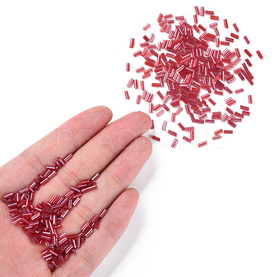 Transparent Colours Luster Glass Bugle Beads SEED-N005-001-A06-1
