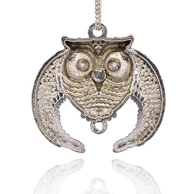 Antique Silver Plated Alloy Rhinestone Bird Pendants ALRI-J111-02AS-1