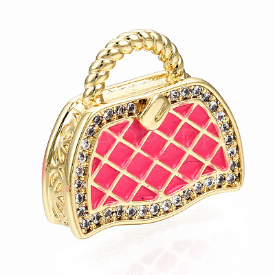 Brass Micro Pave Cubic Zirconia Enamel Pendants ZIRC-Q200-021D-NF-1