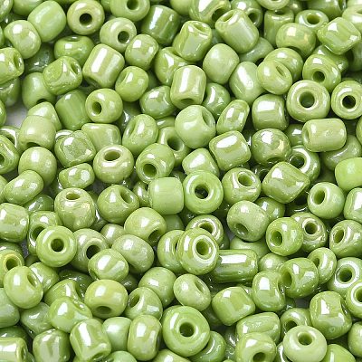 6/0 Opaque Colors Lustered Round Glass Seed Beads X-SEED-A012-4mm-124-1