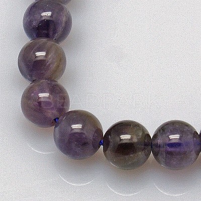 Natural Amethyst Round Bead Strands G-L170-8mm-03-1