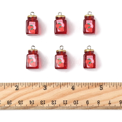 15Pcs Strawberry Jam Resin Pendants RESI-FS0002-15-1
