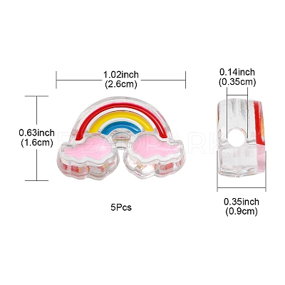 5Pcs Transparent Acrylic Enamel Beads OACR-YW0001-31A-1