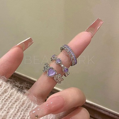 3Pcs Alloy with Rhinestone Cuff Rings FS-WGCB7EB-05-1