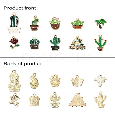 10Pcs 10 Styles Plant Alloy Enamel Pendants ENAM-YW0004-09-1