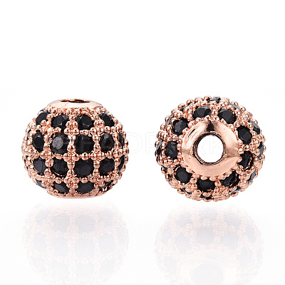 Rack Plating Brass Cubic Zirconia Beads ZIRC-S001-8mm-B01-1