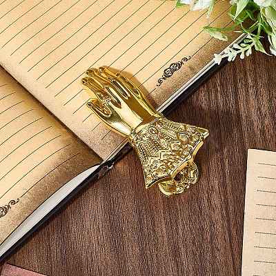 Alloy Hand Shaped Bookmark Clip AJEW-CP0006-94B-G-1