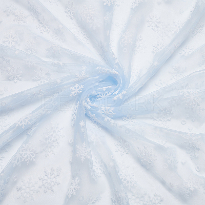 Snowflake Pattern Polyester Mesh Fabric DIY-WH0581-12A-1