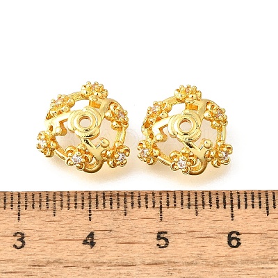 Flower Brass Bead Caps KK-V008-06G-1