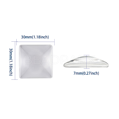 Transparent Glass Square Cabochons GGLA-A001-30mm-1
