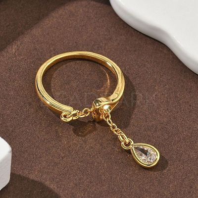 Brass Micro Pave Cubic Zirconia Finger Rings RJEW-H258-11G-1