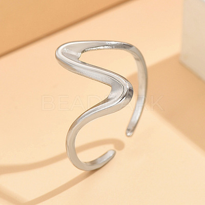 Wave 304 Stainless Steel Cuff Rings FS-WG0CC98-01-1