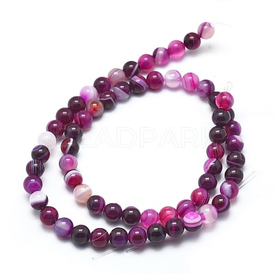 Natural Striped Agate/Banded Agate Beads Strands G-I254-03A-03-1