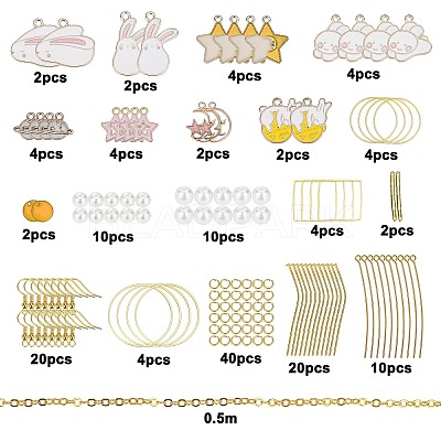 SUNNYCLUE Rabbit Theme Dangle Earring DIY Making Kit, Including Alloy  Enamel Pendants, Glass & Flocky Acrylic Beads, Brass Earrings Hooks & Pins  