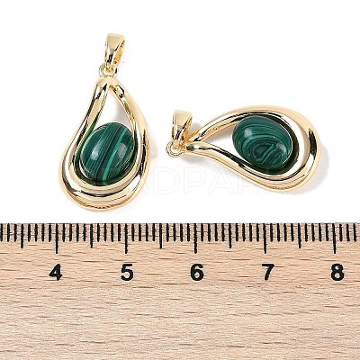 Synthetic Malachite Teardrop Pendants KK-U043-39G-01-1