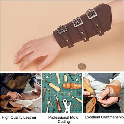 Leatheroid Punk Style Cuff Wristband for Bikers AJEW-WH0020-38A-1