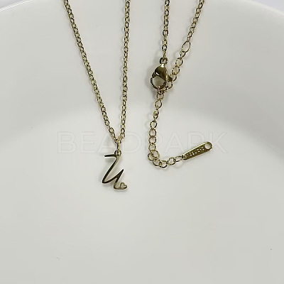 304 Stainless Steel Letter Pendant Necklaces NJEW-WH0027-04U-G-NR-1