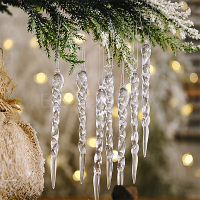 45Pcs Christmas Plastic Icicle Drop Pendant Decorations DIY-WR0003-04-1