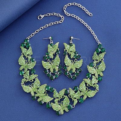 Alloy Enamel & Rhinestone Pendant Necklaces & Stud Dangle Earrings FS-WG46FE4-04-1