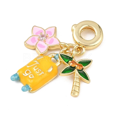 Rack Plating Brass Cubic Zirconia Summer European Dangle Charms KK-P287-01B-G-1